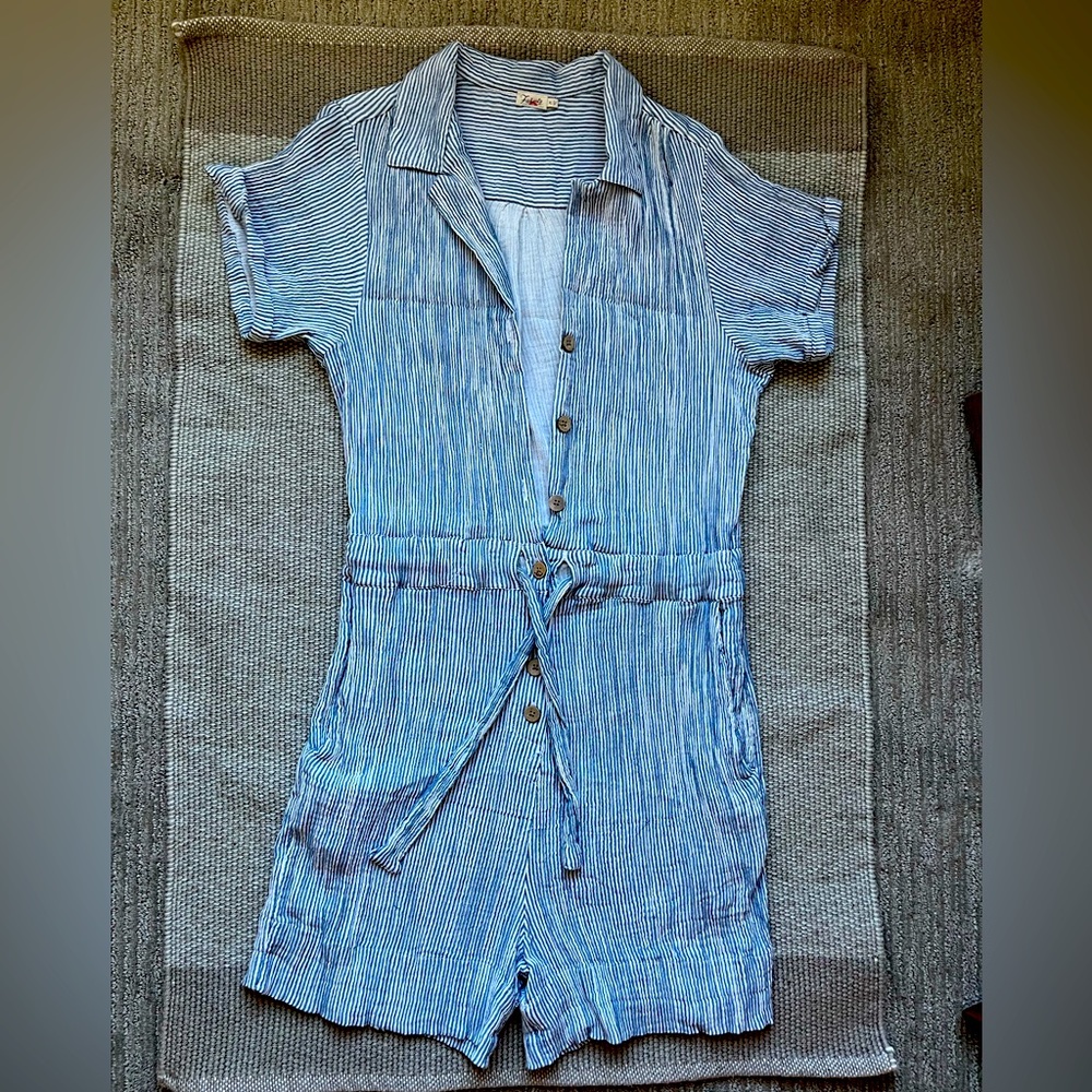 Faherty Izzy Striped Double Gauze Romper